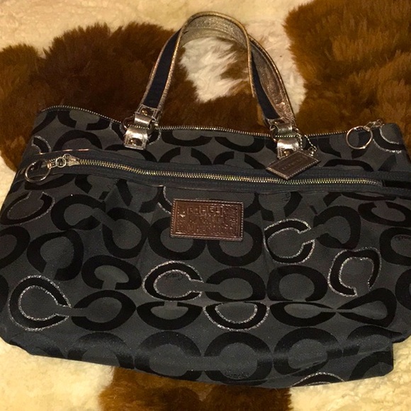 Coach Handbags - Black Fabric Coach Poppy